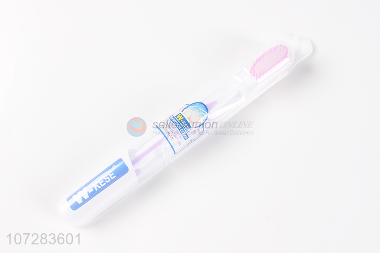 Good sale colorful fashion home use plastic adult toothbrush with case