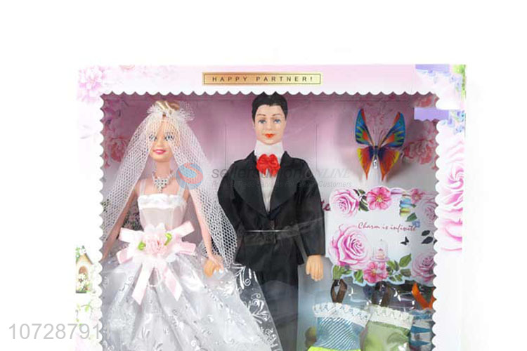 High Quality Solid Body Wedding Bride And Bridegroom Doll Set