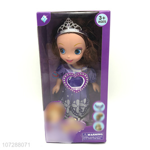 Popular Girls Toy 12 Inch Music Baby Doll With Crown