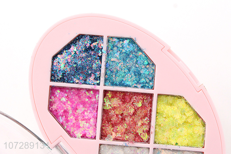 Wholesale custom cosmetics 7 colors shiny sequin eye shadow palette