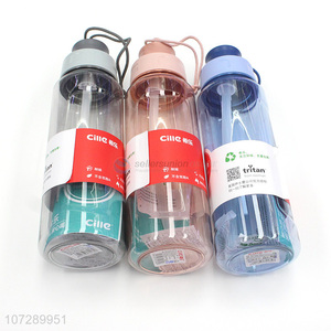 Wholesale custom portable heat resistant tritan water bottle with straw