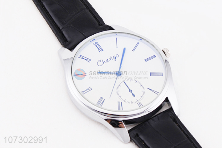 New Arrival Round Dial PU Watchband Watch For Man