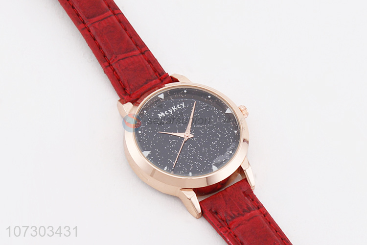 Fashion Style Red Watchband Wrist Watch For Ladies