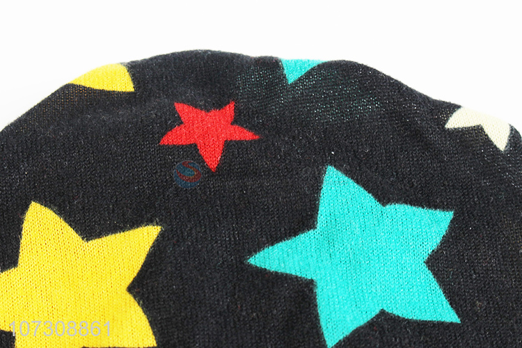 New Style Color Star Pattern Winter Warm Polyester Knitting Beanie Hats