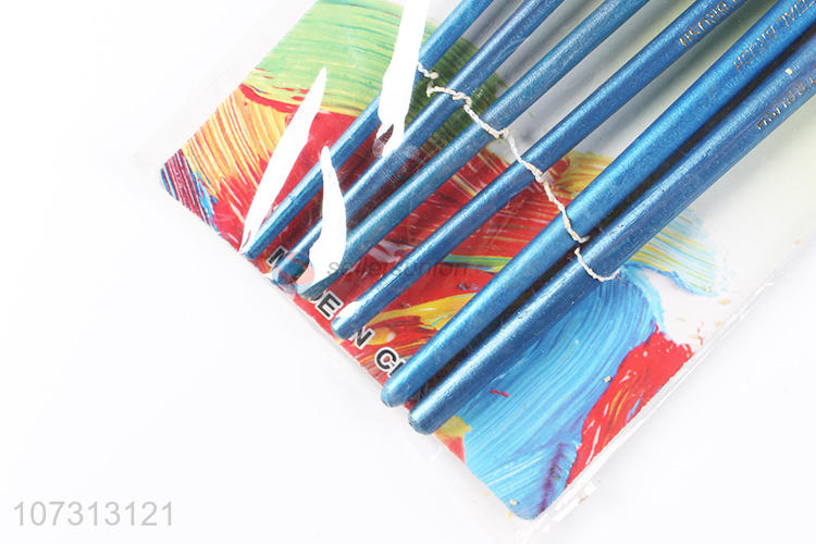 Factory wholesale art tools 6pcs wooden handle watercolor painting brush oil paintbrush