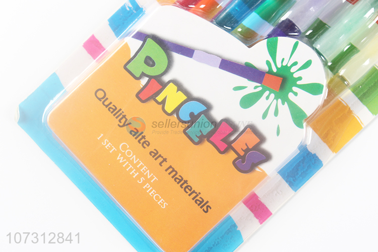 Suitable price art tools 5pcs plastic handle watercolor painting brush oil paintbrush