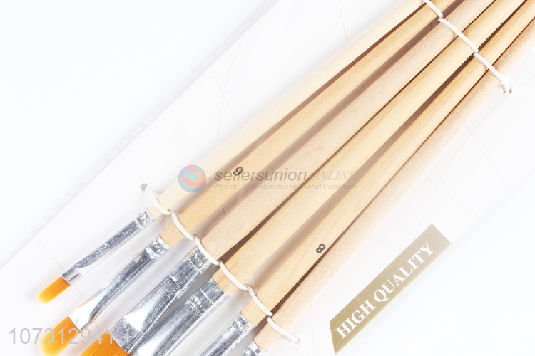 Premium quality art tools 6pcs wooden handle watercolor painting brush oil paintbrush