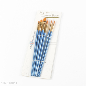 Latest design art supplies 6pcs wooden handle painting brush watercolor paintbrush