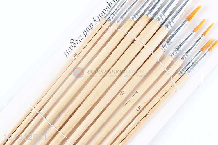 Superior quality art tools 12pcs wooden handle watercolor painting brush oil paintbrush