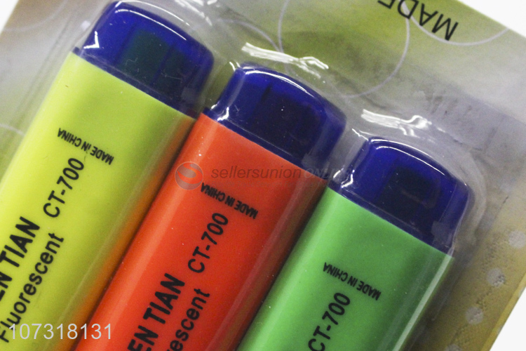 Professional supply 3 colors non-toxic plastic highlighters for school & office