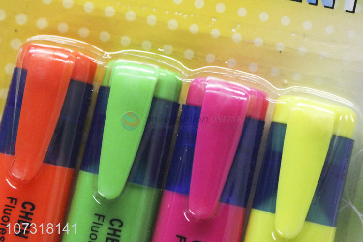 Wholesale custom 4 colors erasable highlighters plastic fluorescent pen