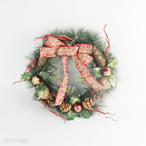 High Sales Bowknot Pinecone Christmas Wreath for Christmas Decoration