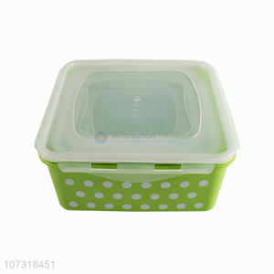Superior quality 4pcs square polka dot printed preservation box crisper for microwave oven