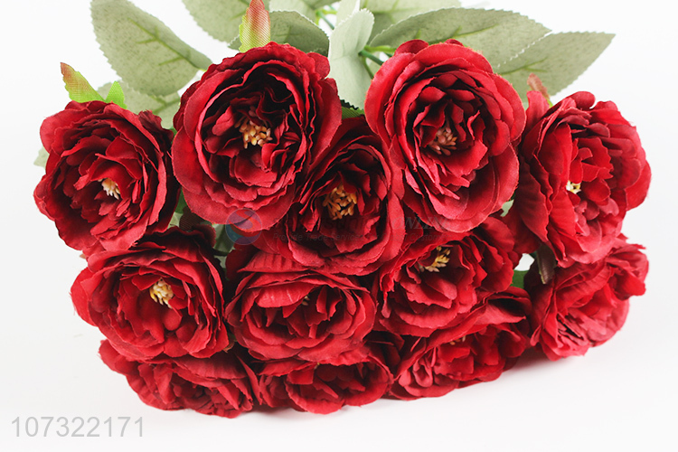 Wholesale Price 12 Heads Simulation Rose Bouquet Plastic Artificial Flowers