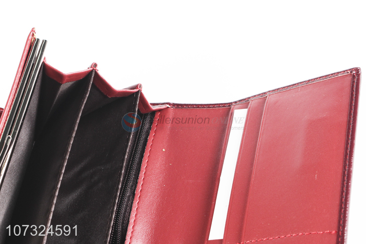 High quality multi pockets leather women wallets long zipper purse