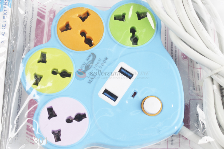 Reasonable price creative paw shape extension cables socket with 2 usb ports