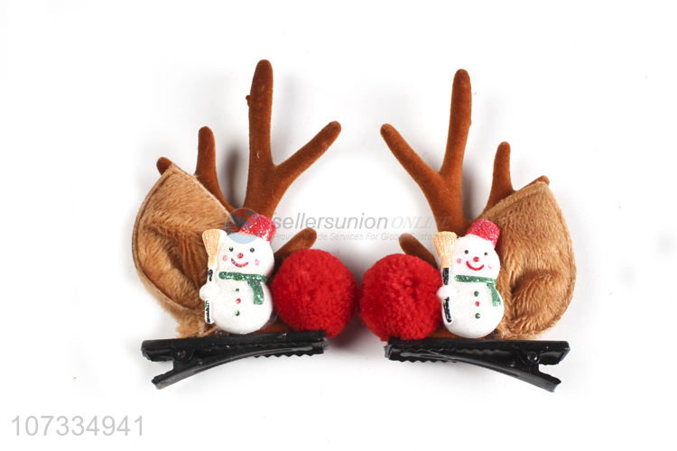 Hot Sales Antler Hair Clip Christmas Snowman Jewelry Plush Ears Hairpin