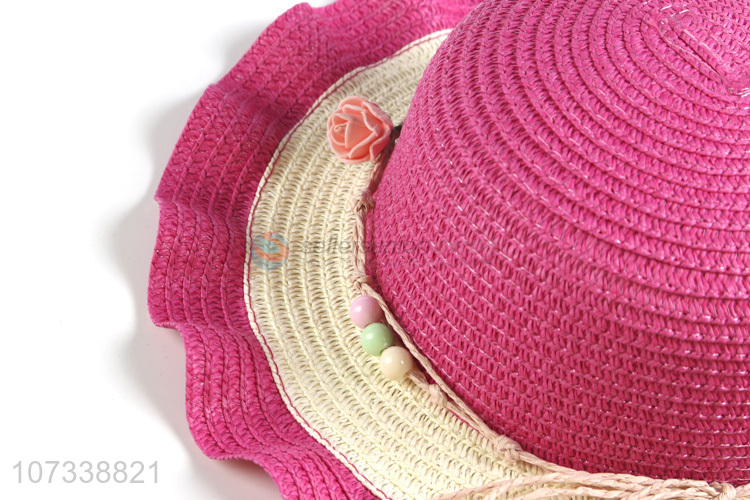 Wholesale Sweet Kids Children Girls Toddler Bowknot Sun Cap Straw Hat