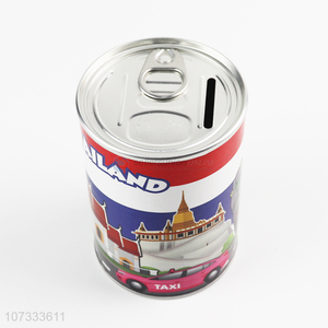 Low price round metal tin can coin piggy bank / money box