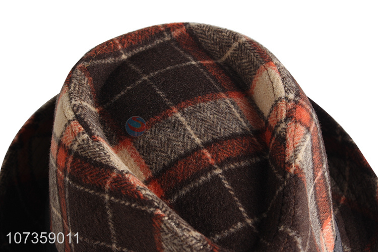 Custom Large Plaid Wool Felt Fedora Hats Cool Billycock