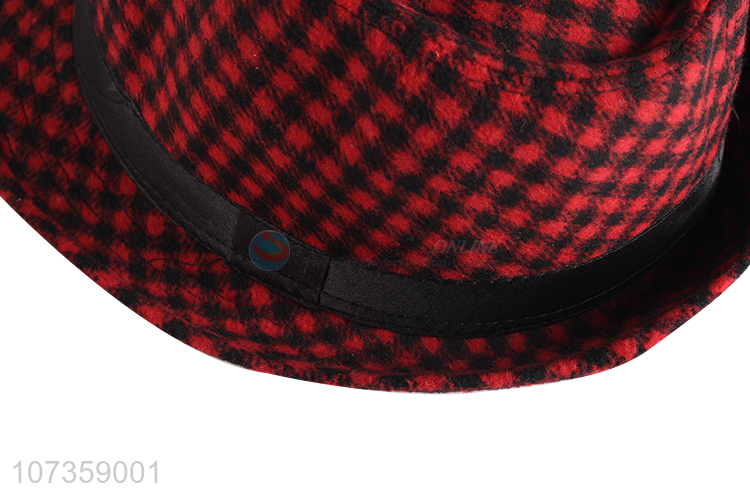 Best Selling Plaid Wool Felt Fedora Hats Wholesale