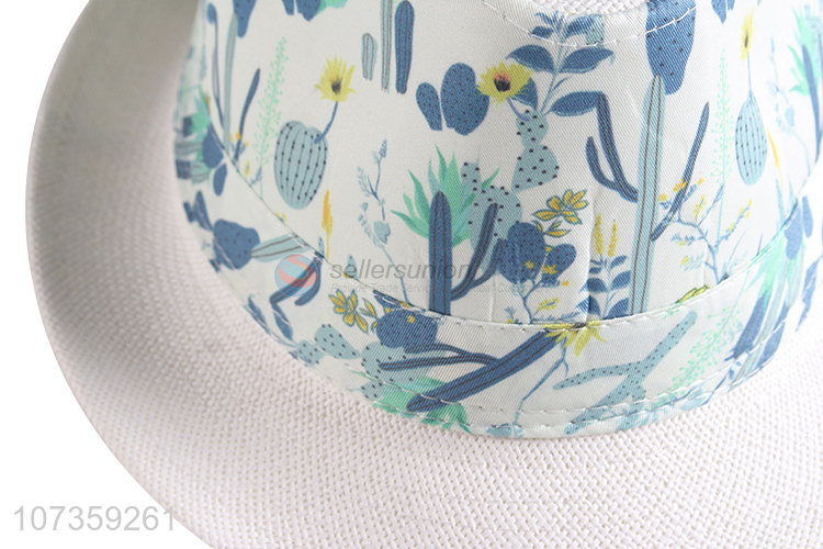 Fashion Style Color Printing Straw Fedora Hats