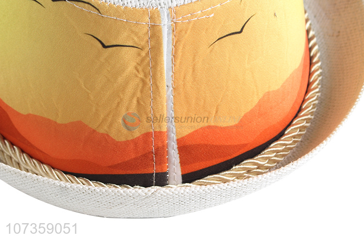 Fashion Printing Breathable Straw Fedora Hat For Sale