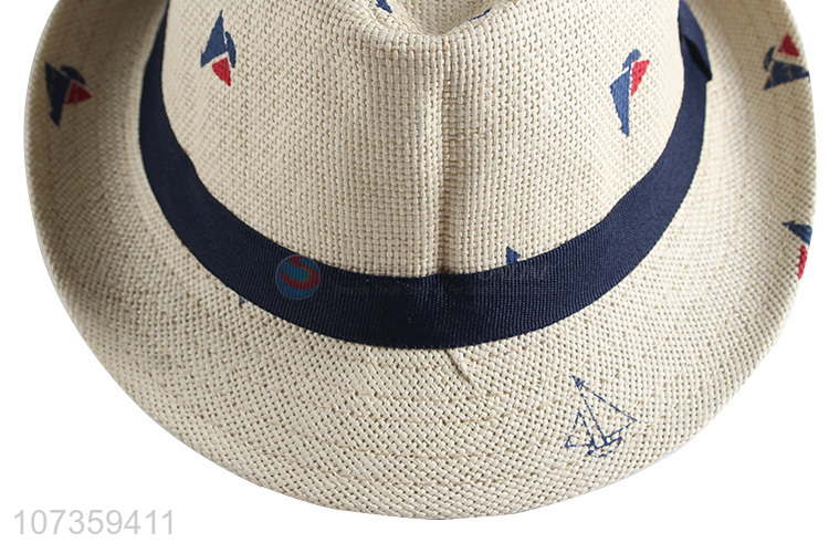New Design Straw Fedora Hat Decorative Sun Hat