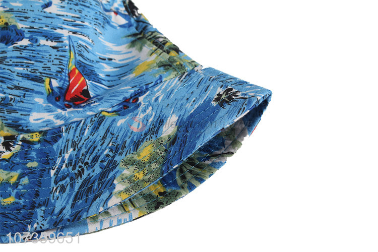 Custom Ocean Style Printing Fisherman Hat Casual Bucket Hat