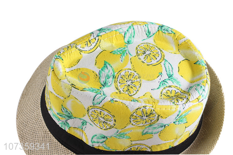 Delicate Design Fruit Pattern Fedora Hat Straw Hat