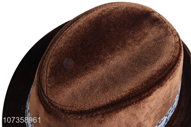 Good Quality Flannelette Fedora Hat Men Cowboy Hat