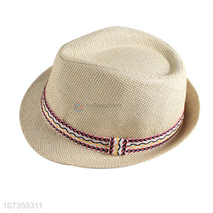 Custom Straw Fedora Hat Breathable Billycock Hat