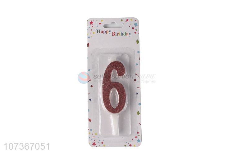 Hot Sale Birthday Party Cake Decoration Glitter Number 6 Candles