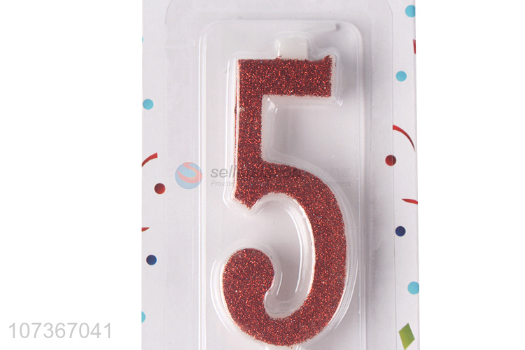 Bottom Price Glitter Powder Decor Number 5 Birthday Party Cake Candles