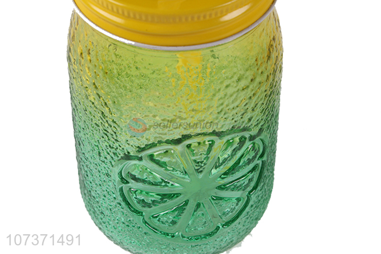 Wholesale Colorful Glass Mason Jar Beverage Cup With Straw And Lid