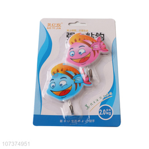 Private label cartoon plastic sticky hooks wall mounted clothes hook