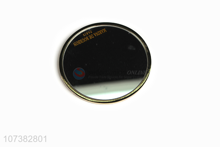 New products personalized single sided round embossing alloy makeup mirror