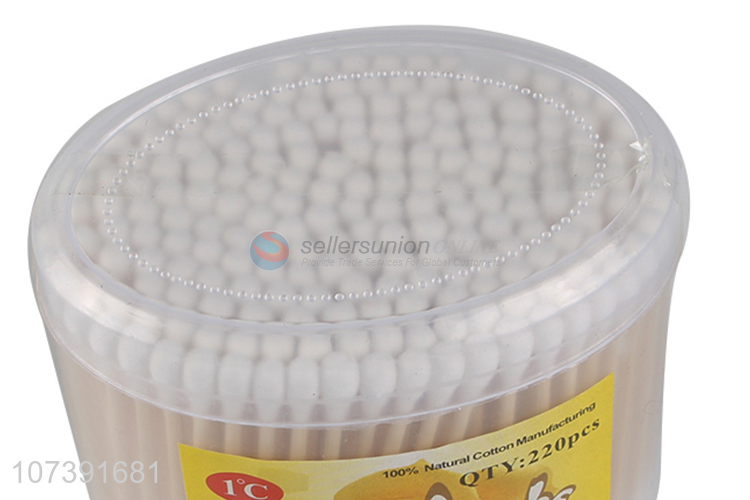 Low Price 220Pcs Double Heads Wooden Stick Cotton Swabs