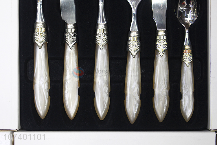Luxury deluxe acrylic stainless steel cutlery metal dinnerware set