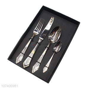 Creative design deluxe stainless steel cutlery metal dinnerware set