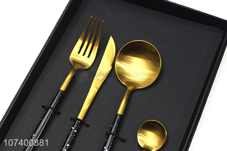 New design luxury stainless steel cutlery metal tableware set