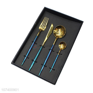 Competitive price colorful stainless steel flatware set for wedding party decoration