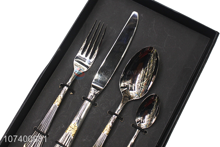 Creative design deluxe stainless steel cutlery metal dinnerware set