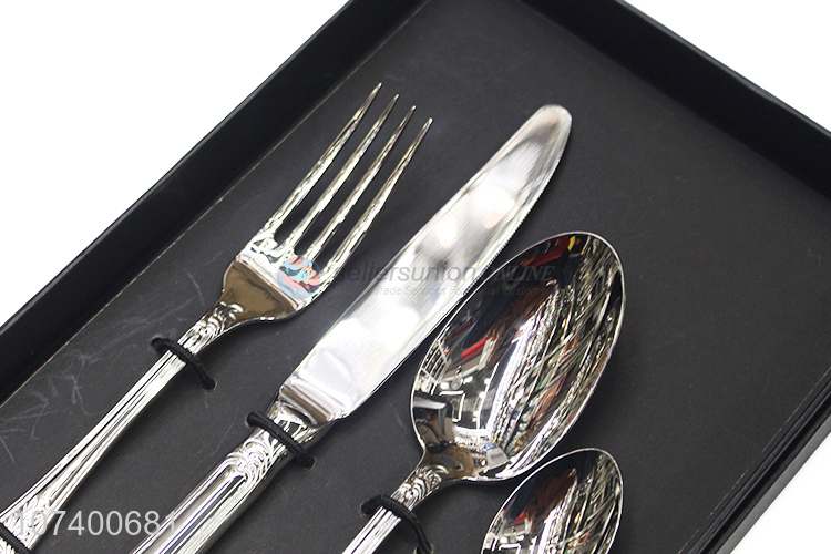 Latest style deluxe stainless steel cutlery silver metal dinnerware set