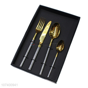 New style colorful luxury stainless steel cutlery metal tableware set