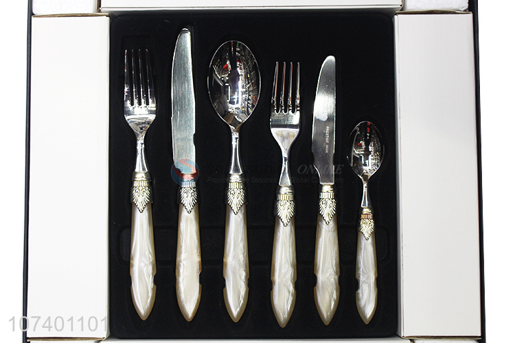 Luxury deluxe acrylic stainless steel cutlery metal dinnerware set