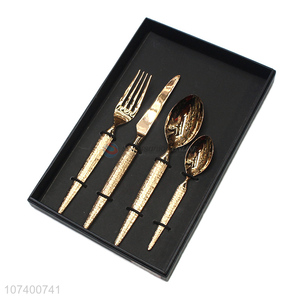 Latest arrival deluxe stainless steel cutlery metal dinnerware set