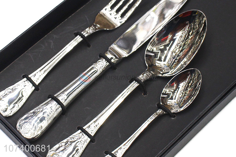 Latest style deluxe stainless steel cutlery silver metal dinnerware set