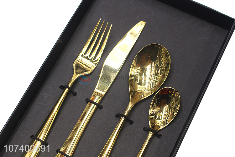 China manufacturer personalized gold 4 pieces stainless steel cutlery set