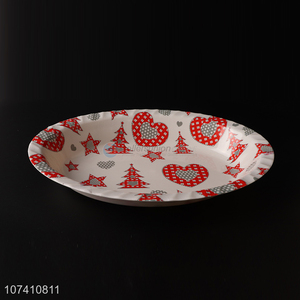 Hot sale round xmas tree pattern plastic plate
